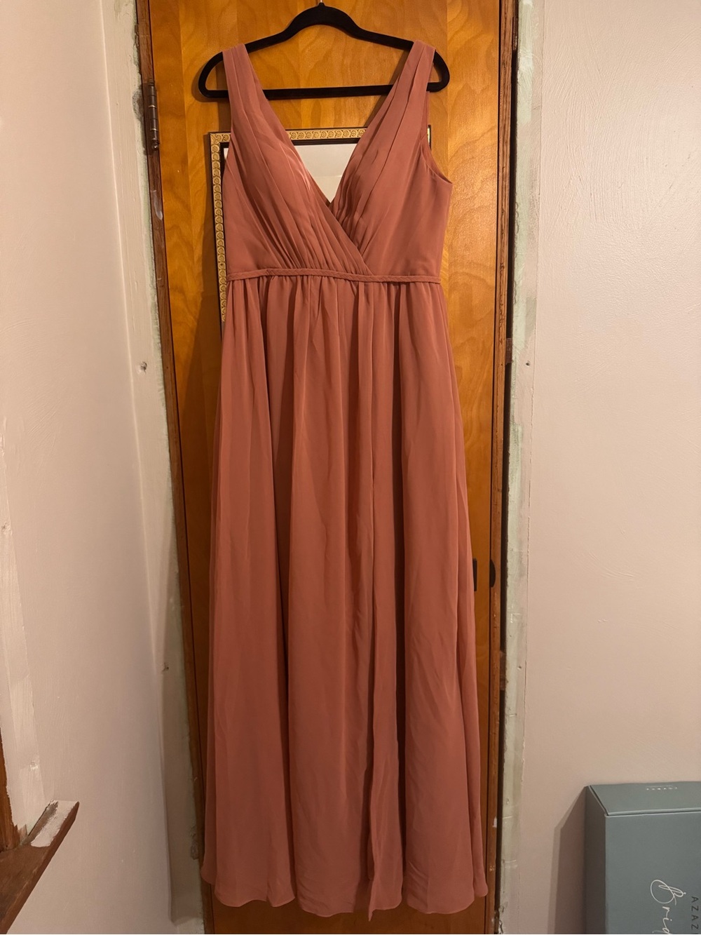 Azazie Dusty Rose V-Neck Sleeveless Maxi Dress